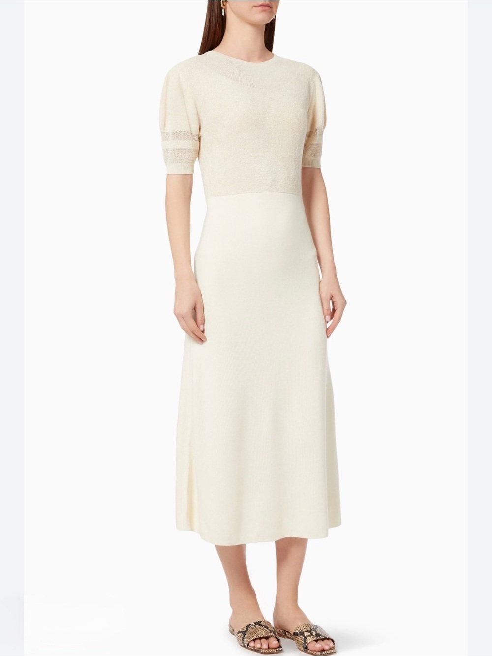 Theory Knit Maxi Dress Women’s Med Cream Ivory Merino Wool Quiet Luxury Designer